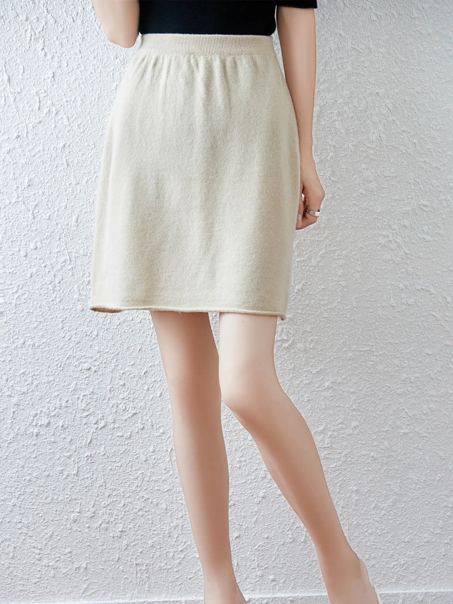 Women's 100% Pure Wool Half Skirt Autumn Winter Mid-calf Knitted Pleated Skirt A-line High Waist Office Lady Dress Versatile