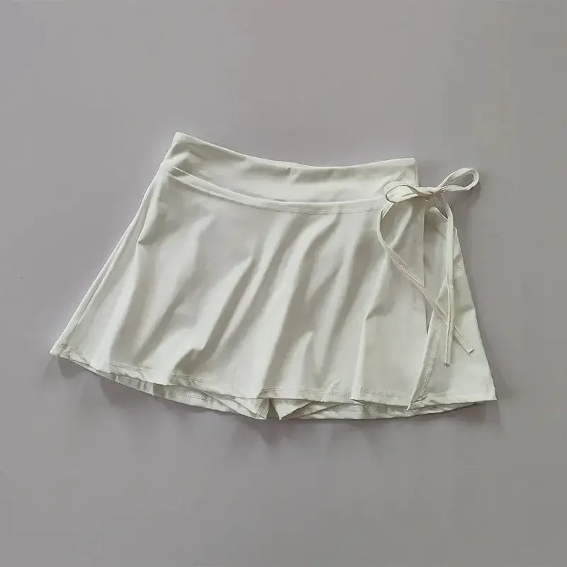 Sports Yoga Skirt Badminton Tennis Skirt Pants Half-body Quick Drying Pocket Skirt Side Split Strap