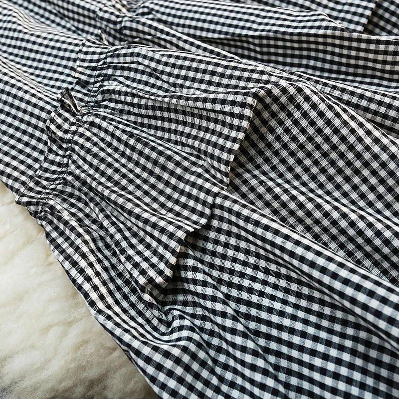 Seoulish High Waist Irregular Vintage Plaid Women's Umbrella Skirts 2026 New Spring Summer Korean Loose A-line Skirts Female