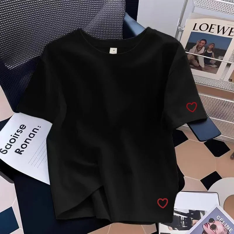 Summer New Womens T-shirts Cotton Printing Casual O-Neck Short Sleeve Outdoor Oversize Tshirt Woman Clothes 2026 Daily Tees Tops