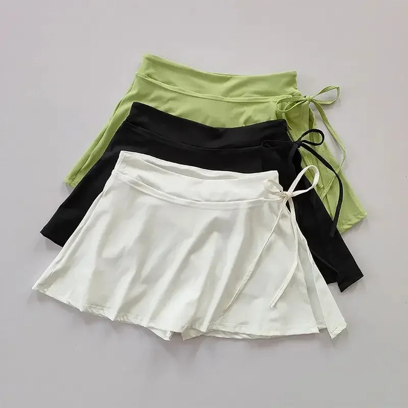 Sports Yoga Skirt Badminton Tennis Skirt Pants Half-body Quick Drying Pocket Skirt Side Split Strap