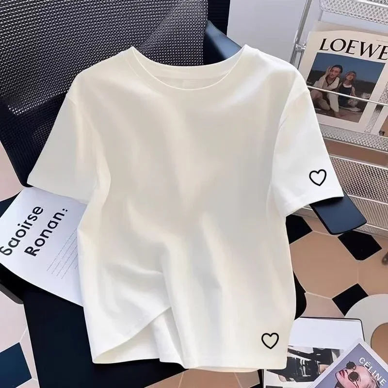 Summer New Womens T-shirts Cotton Printing Casual O-Neck Short Sleeve Outdoor Oversize Tshirt Woman Clothes 2026 Daily Tees Tops