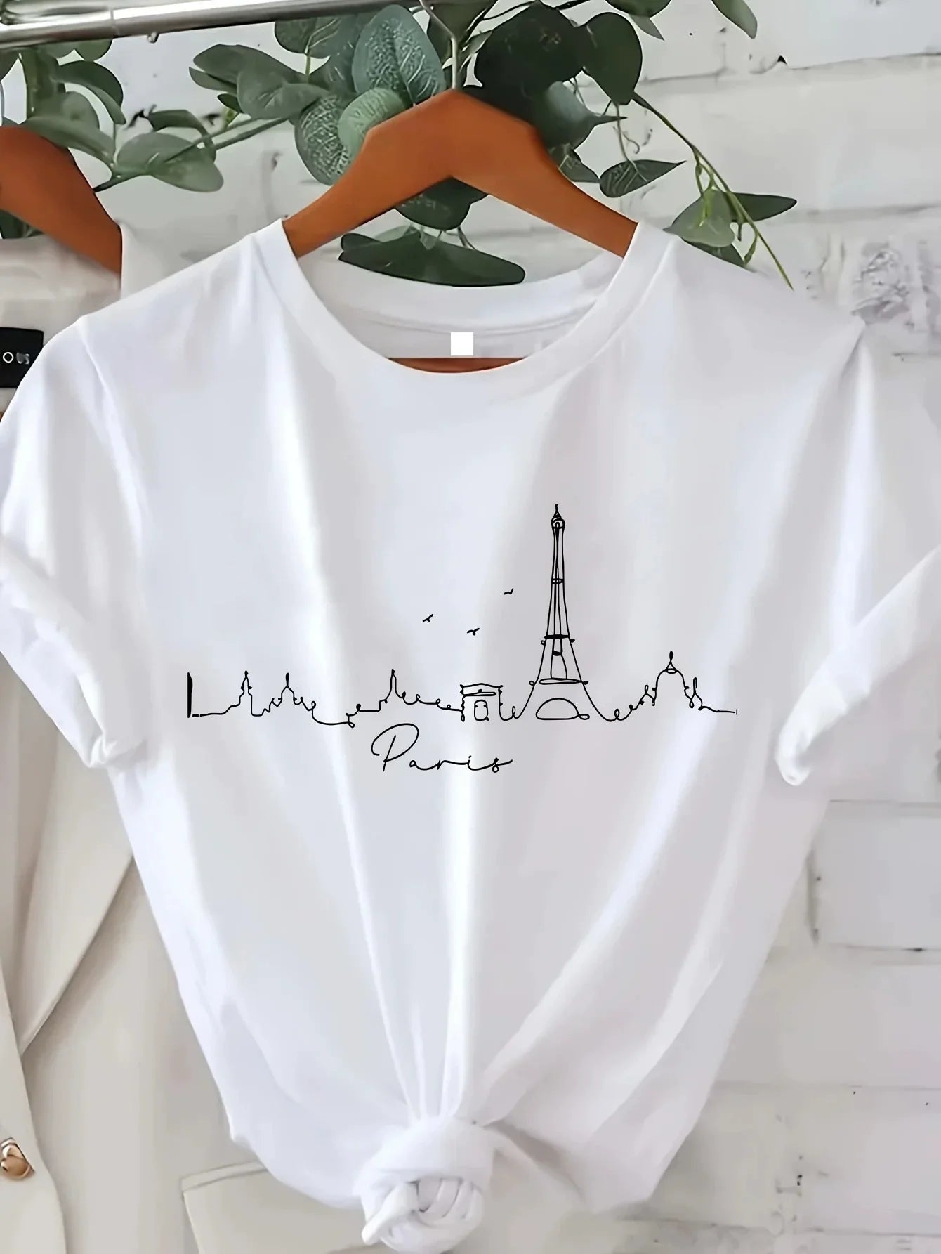 Vintage Elegant O-neck Short Sleeved T-shirt Paris Tower Best-selling hot women's short-sleeved undershirt Summer Modal fabric
