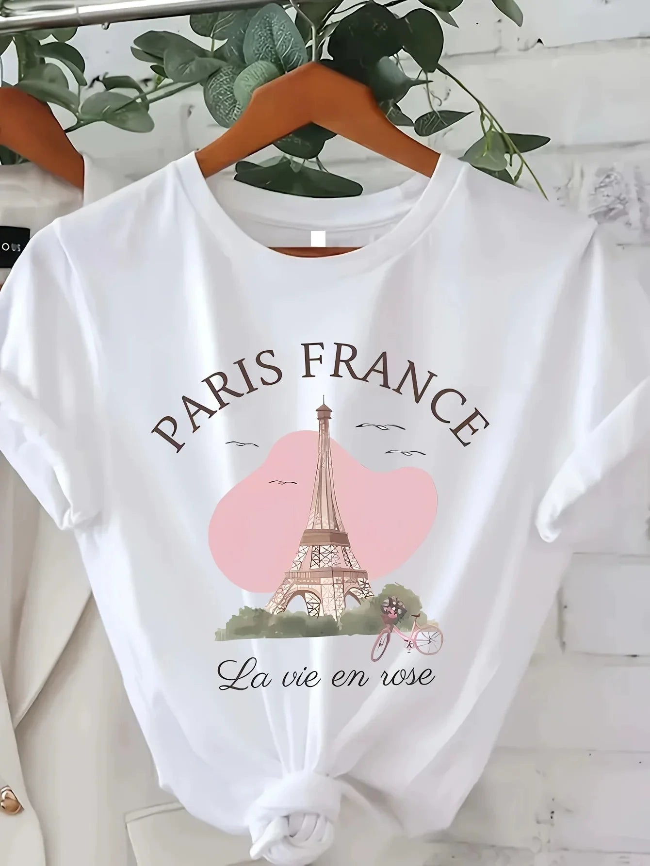 Vintage Elegant O-neck Short Sleeved T-shirt Paris Tower Best-selling hot women's short-sleeved undershirt Summer Modal fabric