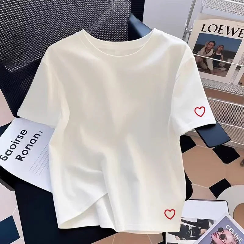 Summer New Womens T-shirts Cotton Printing Casual O-Neck Short Sleeve Outdoor Oversize Tshirt Woman Clothes 2026 Daily Tees Tops